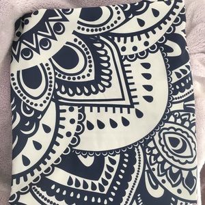 Dark blue and white tapestry